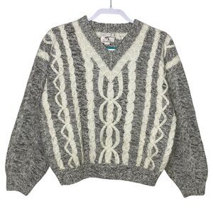 Vtg Arnold Palmer Sweater Mens S Varsity Cable Hand Knit Tennis Preppy Old Money